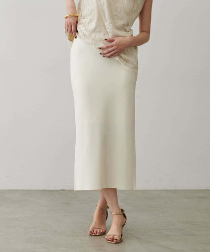 【LARUTA】防紫外線&接觸冷感簡約線條針織半身裙