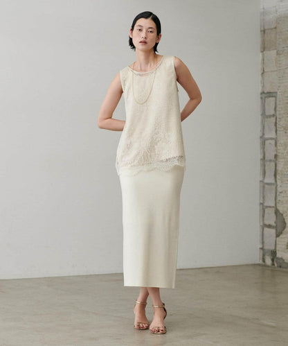 【LARUTA】防紫外線&接觸冷感簡約線條針織半身裙