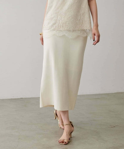 【LARUTA】防紫外線&接觸冷感簡約線條針織半身裙