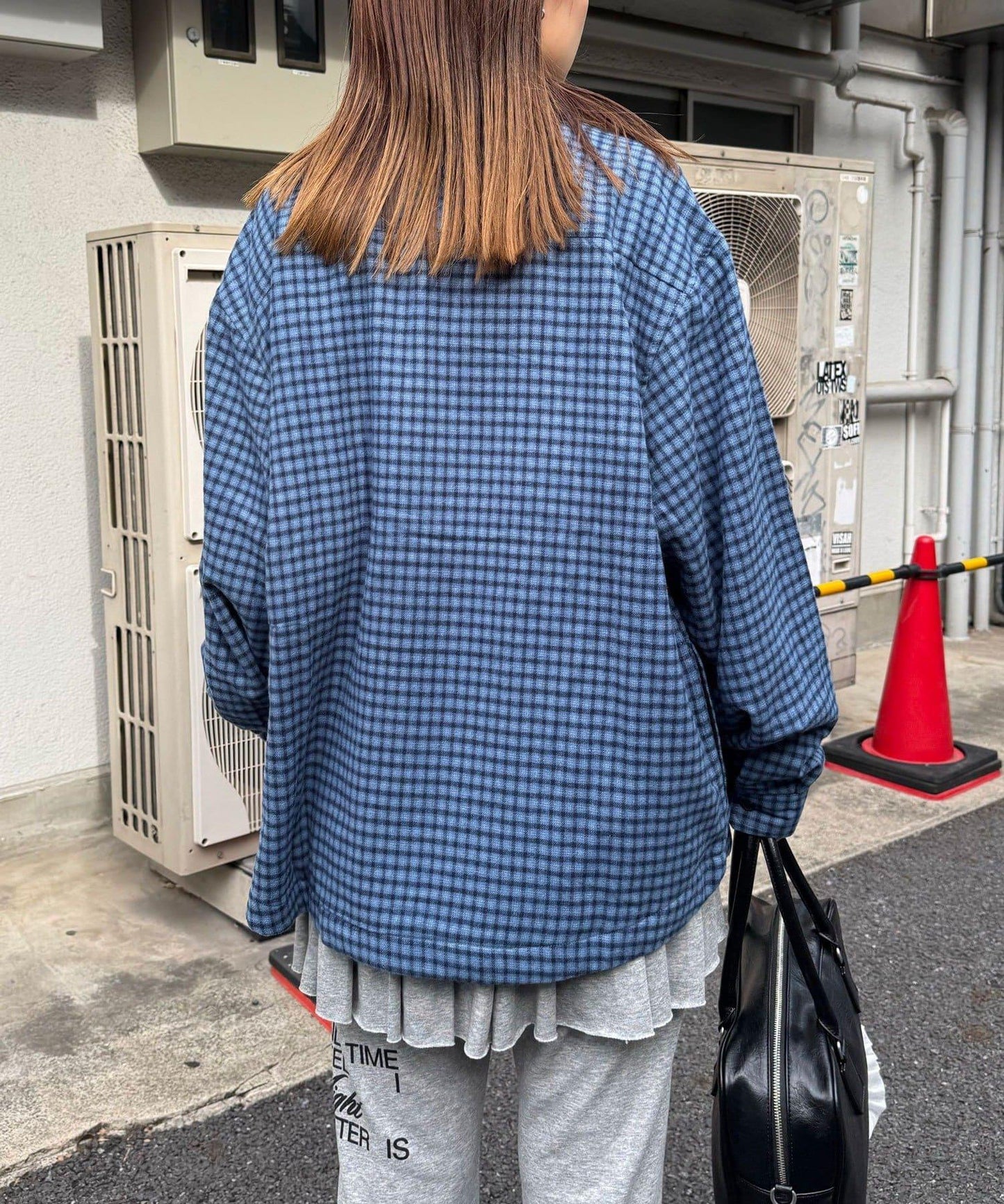 拼色格紋襯衫夾克