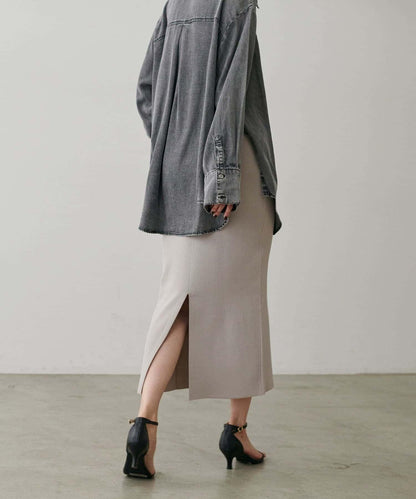 【LARUTA】防紫外線&接觸冷感簡約線條針織半身裙