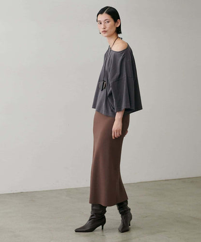 【LARUTA】防紫外線&接觸冷感簡約線條針織半身裙