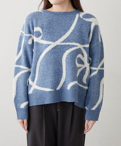 大蝴蝶結圖案針織衫