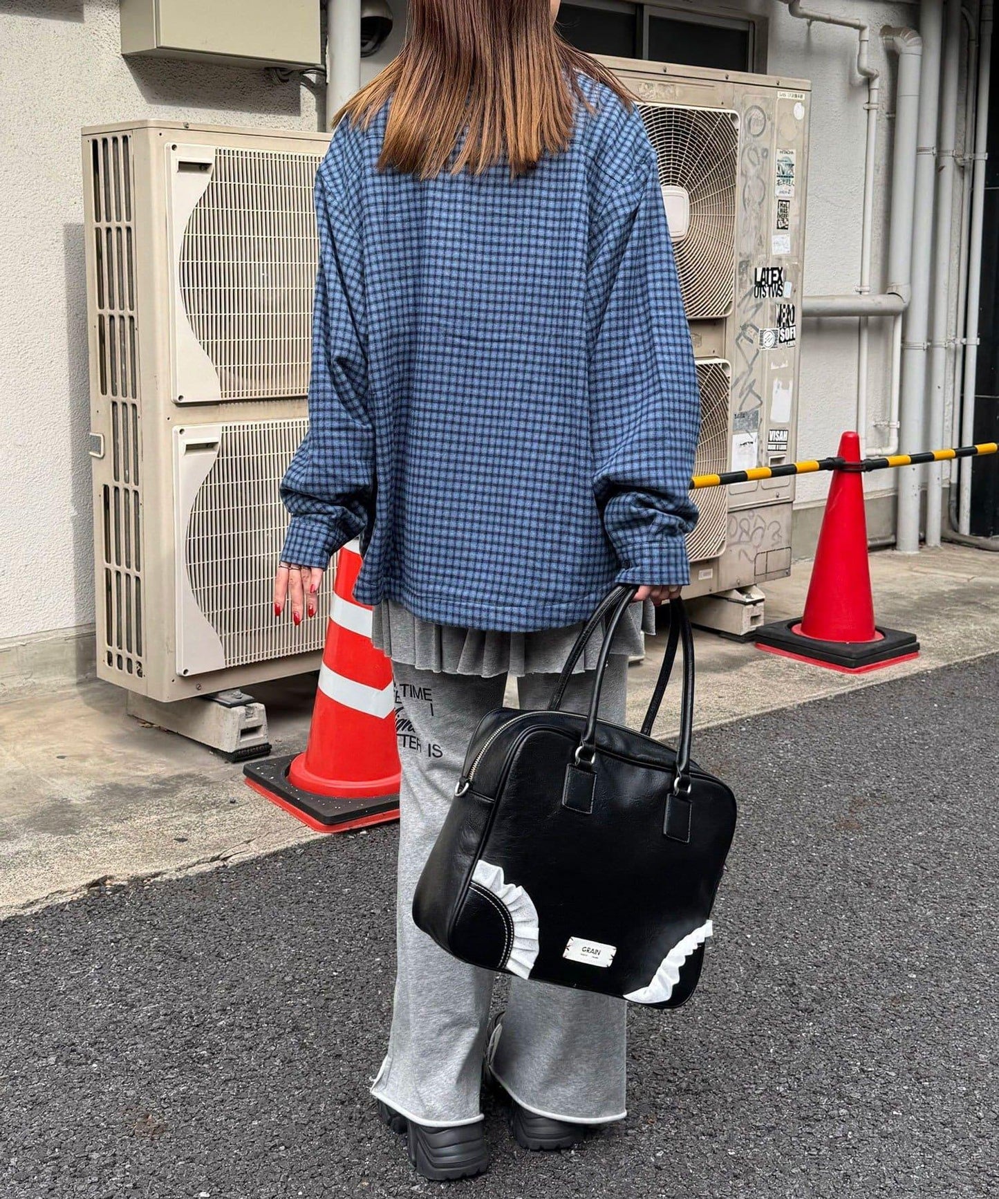 拼色格紋襯衫夾克