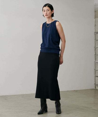 【LARUTA】防紫外線&接觸冷感簡約線條針織半身裙