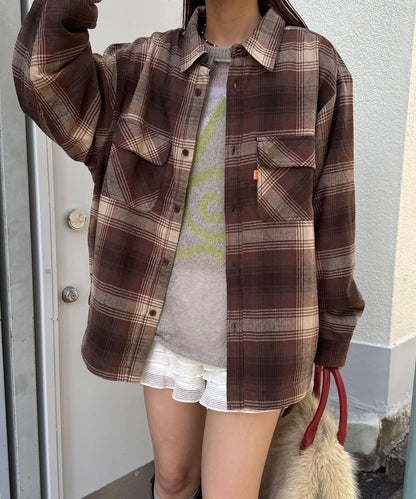 拼色格紋襯衫夾克