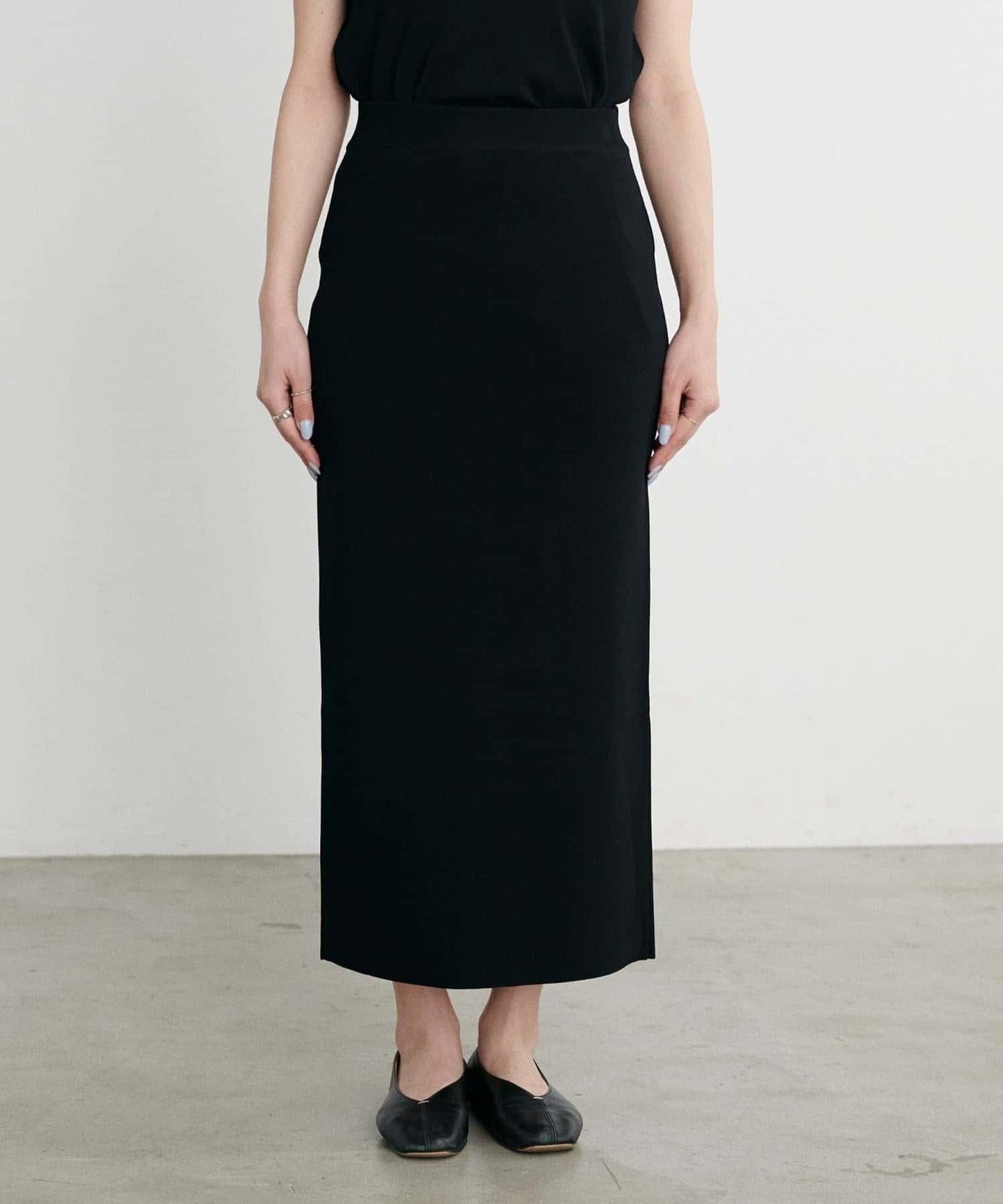 【LARUTA】防紫外線&接觸冷感簡約線條針織半身裙