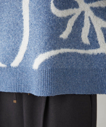 大蝴蝶結圖案針織衫