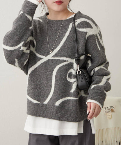 大蝴蝶結圖案針織衫