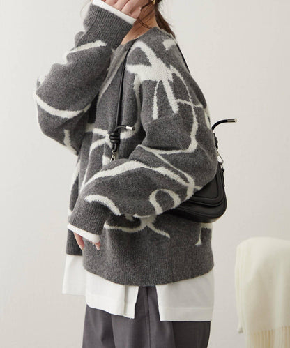 大蝴蝶結圖案針織衫