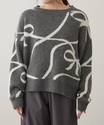 大蝴蝶結圖案針織衫