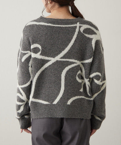 大蝴蝶結圖案針織衫