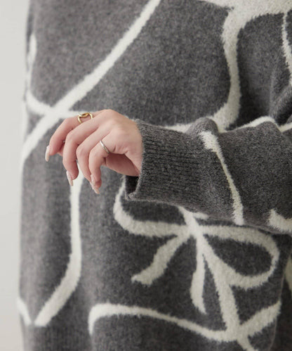 大蝴蝶結圖案針織衫