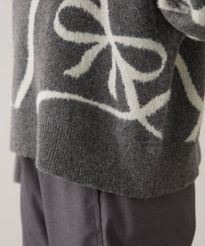 大蝴蝶結圖案針織衫