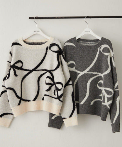 大蝴蝶結圖案針織衫