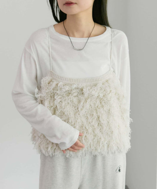 流蘇提花針織細肩帶背心