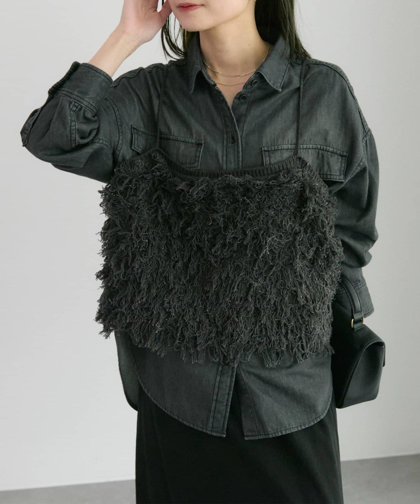 流蘇提花針織細肩帶背心