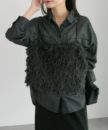 流蘇提花針織細肩帶背心