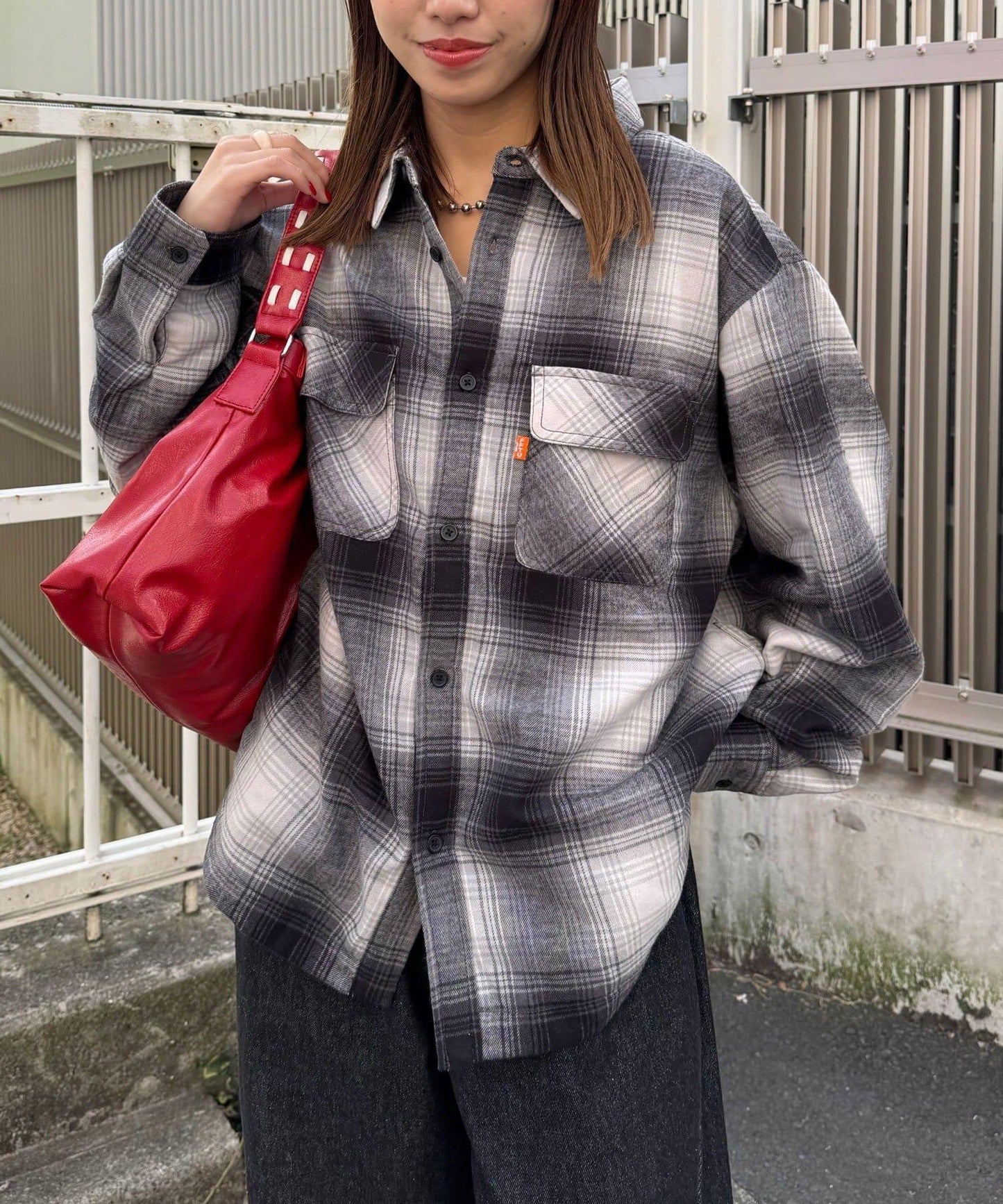 拼色格紋襯衫夾克