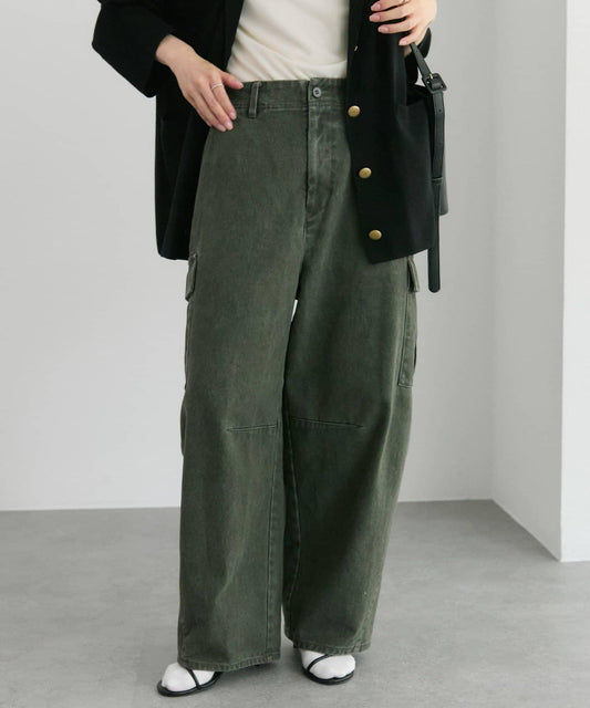 復古風弧形剪裁工裝褲