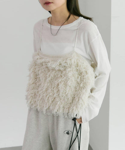 流蘇提花針織細肩帶背心