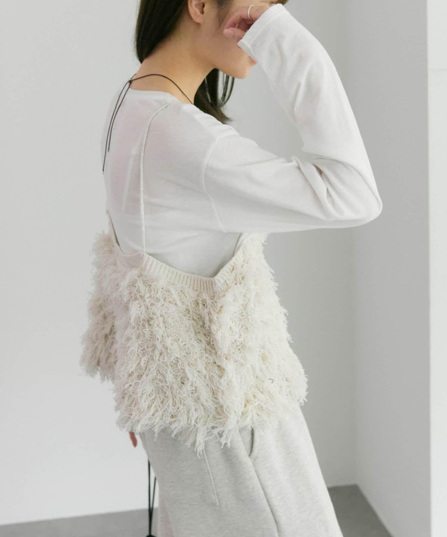 流蘇提花針織細肩帶背心