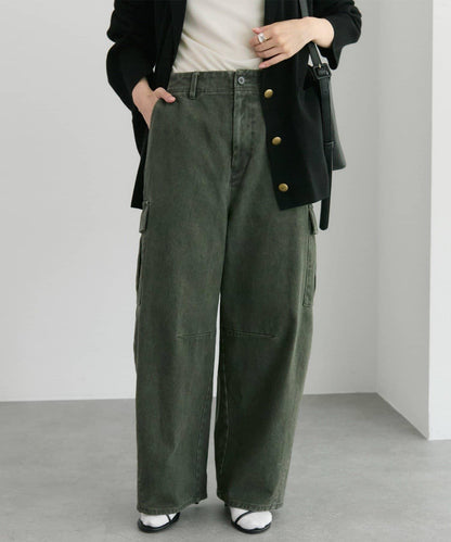 復古風弧形剪裁工裝褲