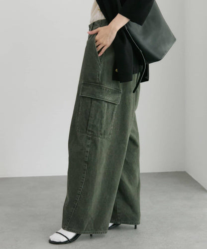 復古風弧形剪裁工裝褲