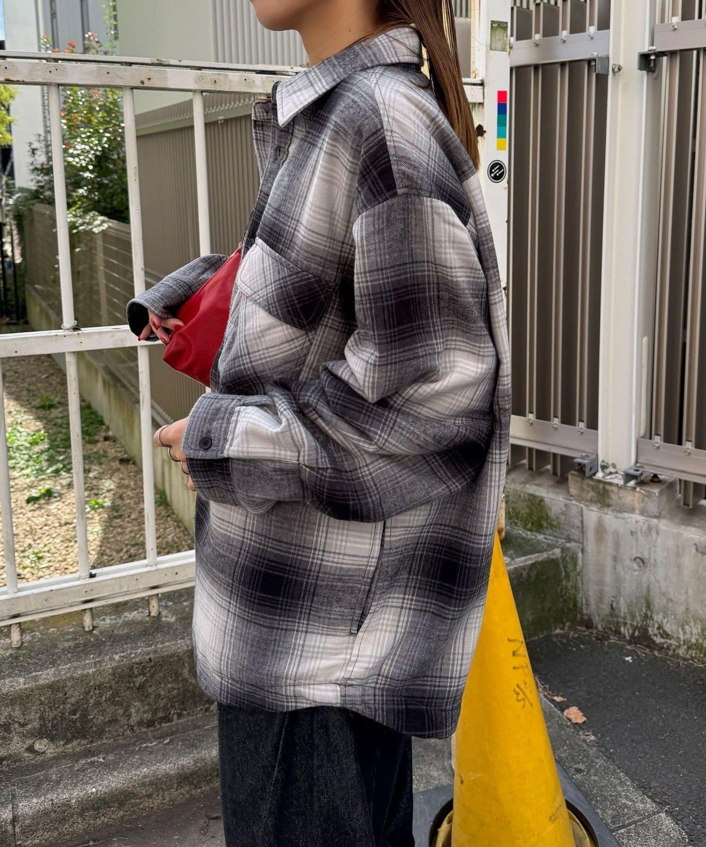 拼色格紋襯衫夾克