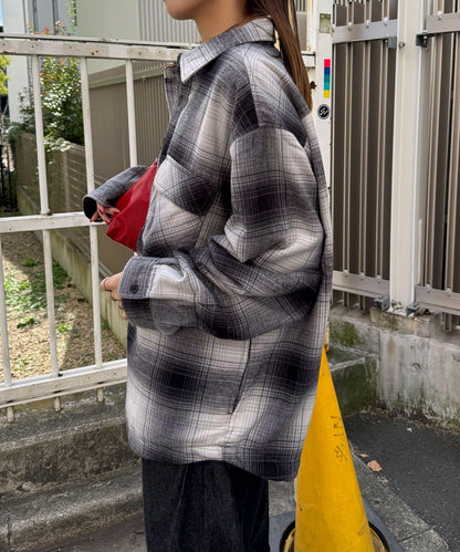 拼色格紋襯衫夾克