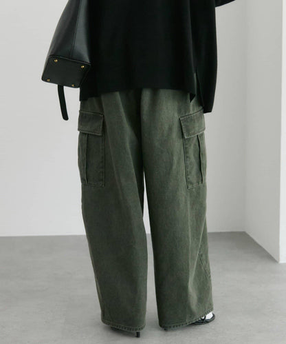 復古風弧形剪裁工裝褲