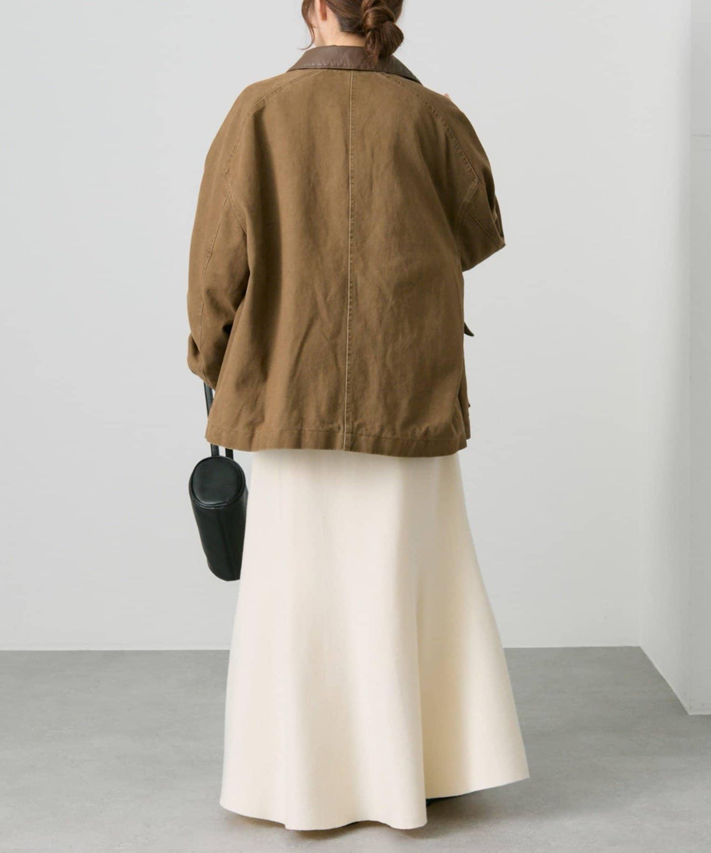 仿皮革翻領工裝夾克