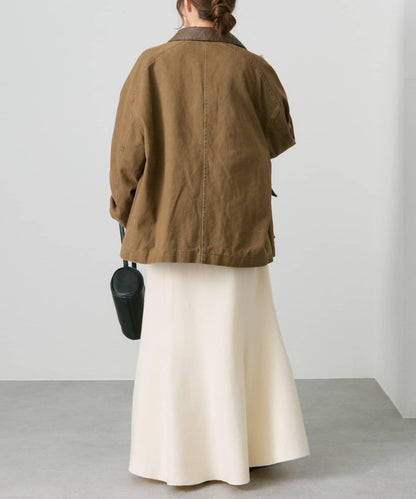 仿皮革翻領工裝夾克