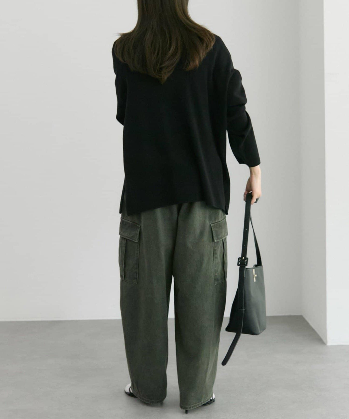 復古風弧形剪裁工裝褲