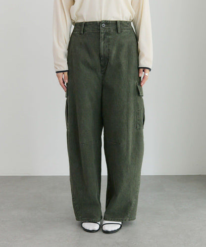 復古風弧形剪裁工裝褲