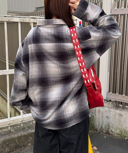 拼色格紋襯衫夾克