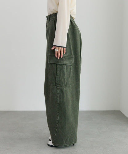 復古風弧形剪裁工裝褲