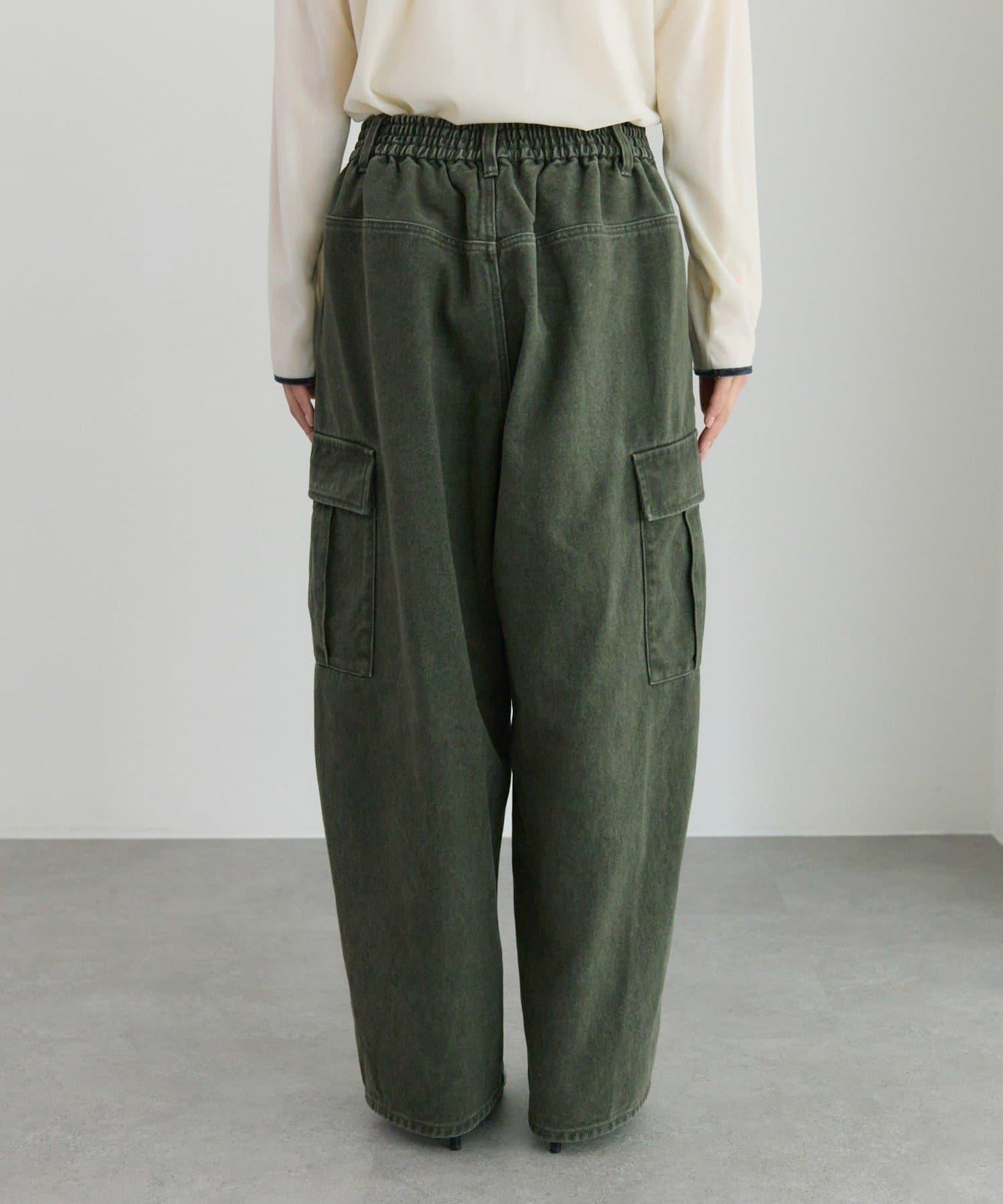 復古風弧形剪裁工裝褲