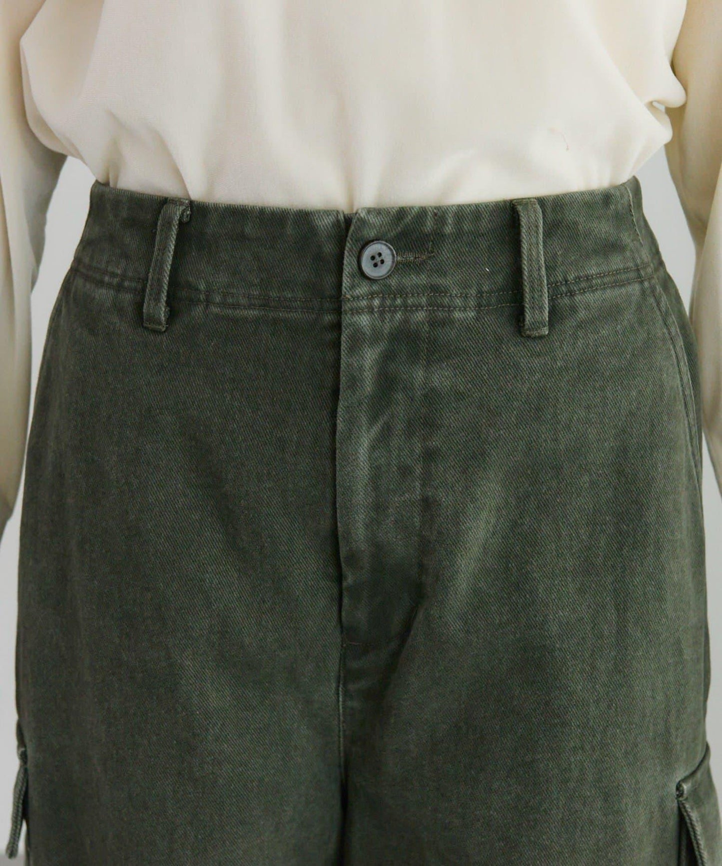 復古風弧形剪裁工裝褲