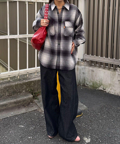 拼色格紋襯衫夾克