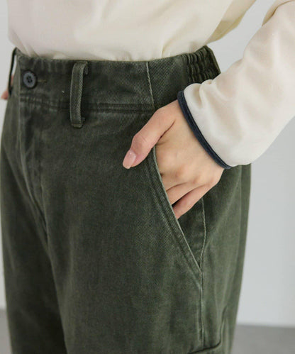 復古風弧形剪裁工裝褲