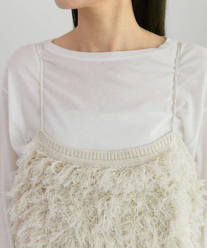 流蘇提花針織細肩帶背心