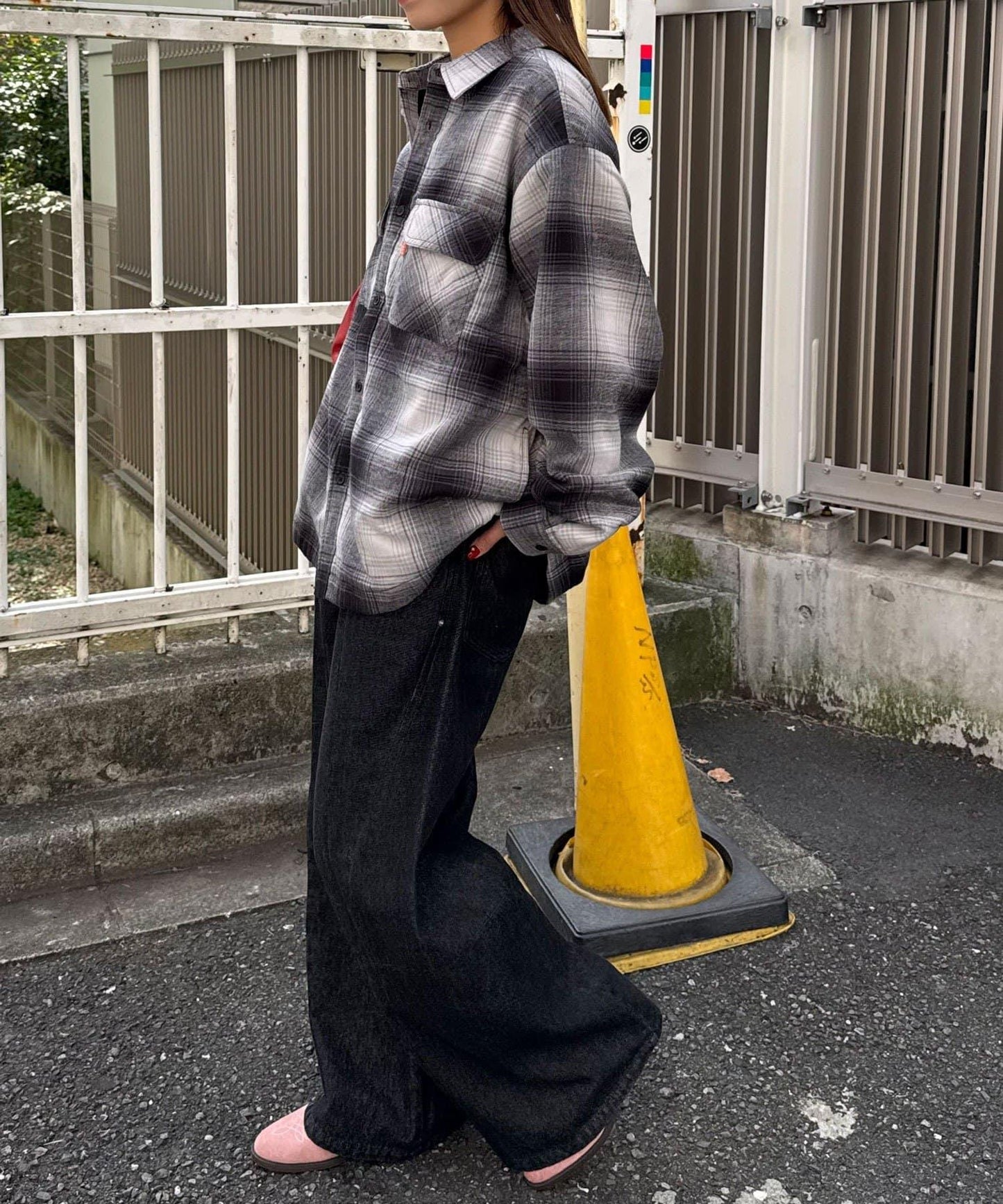 拼色格紋襯衫夾克