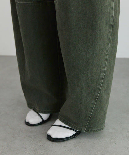 復古風弧形剪裁工裝褲