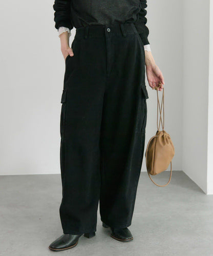 復古風弧形剪裁工裝褲