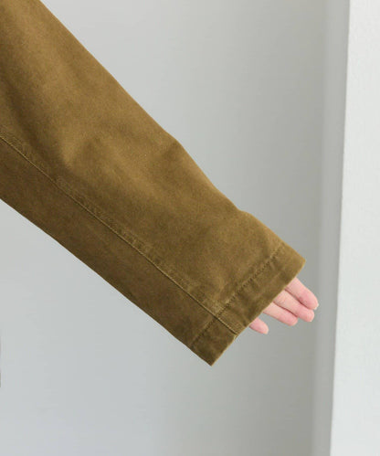 仿皮革翻領工裝夾克