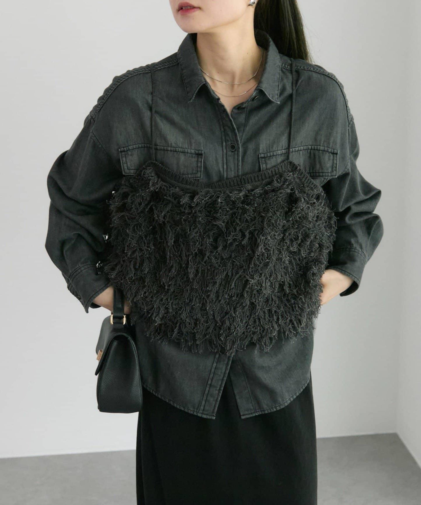 流蘇提花針織細肩帶背心