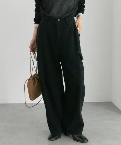 復古風弧形剪裁工裝褲