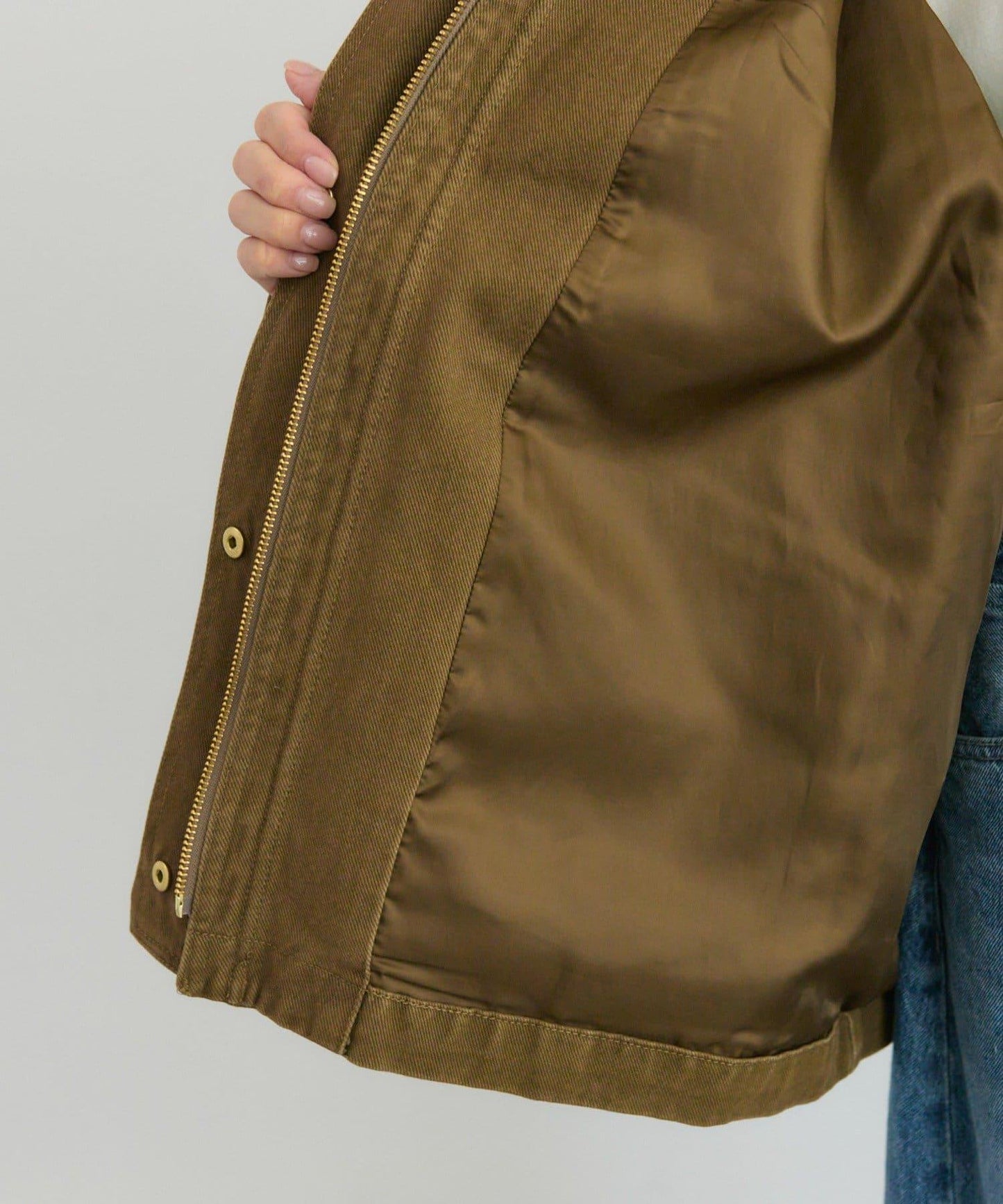 仿皮革翻領工裝夾克