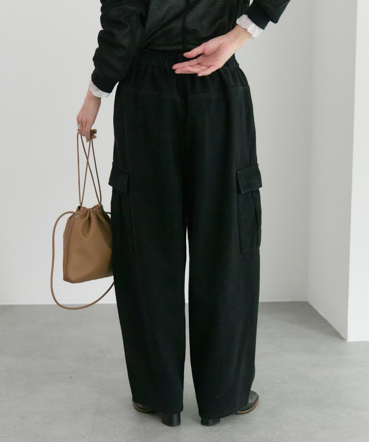 復古風弧形剪裁工裝褲